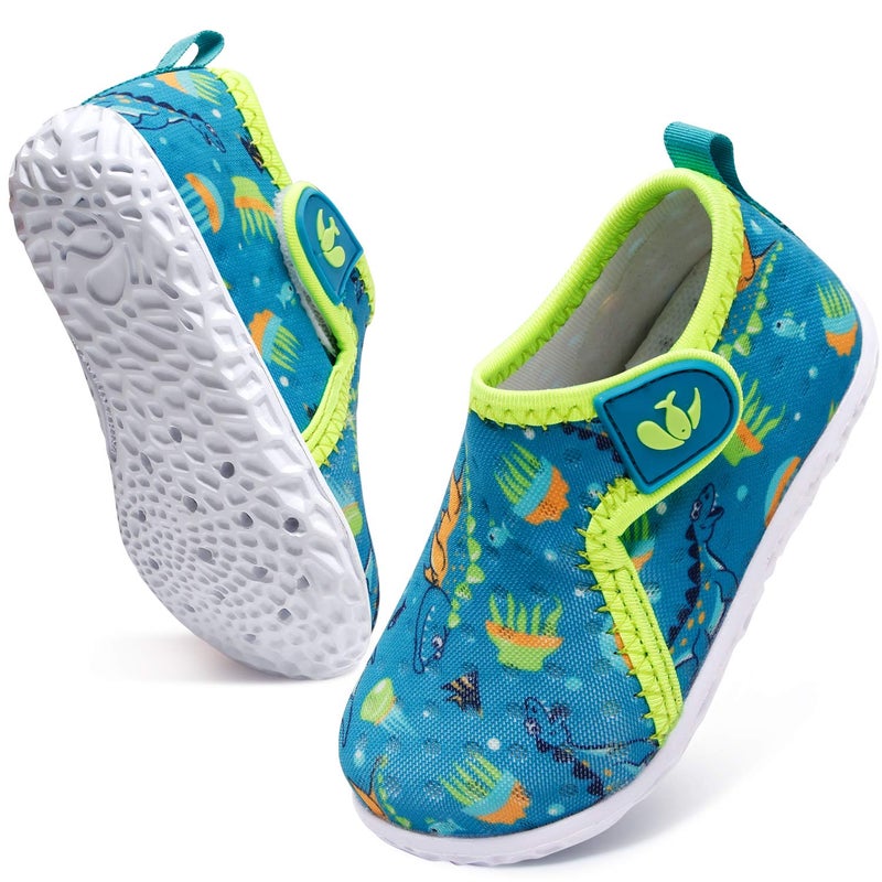 FEETCITY Baby Boys & Girls Water Shoes Quick Dry Barefoot Aqua Socks Swim Pool Beach Walking Shoe Dinosaur 12-18 Months Infant - Image 2